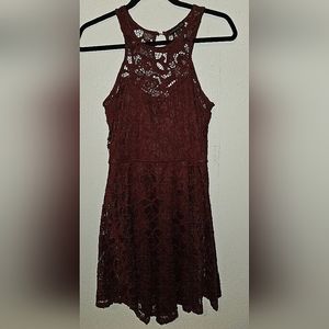 Juniors' Lace Skater Dress, Created for Macy's Burgundy